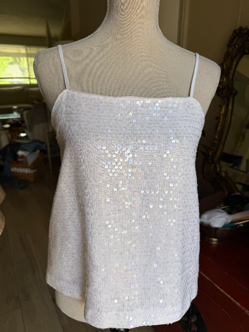 LOFT Sequin Tank Top Y2K Holiday Party Going Out Blouse NWT